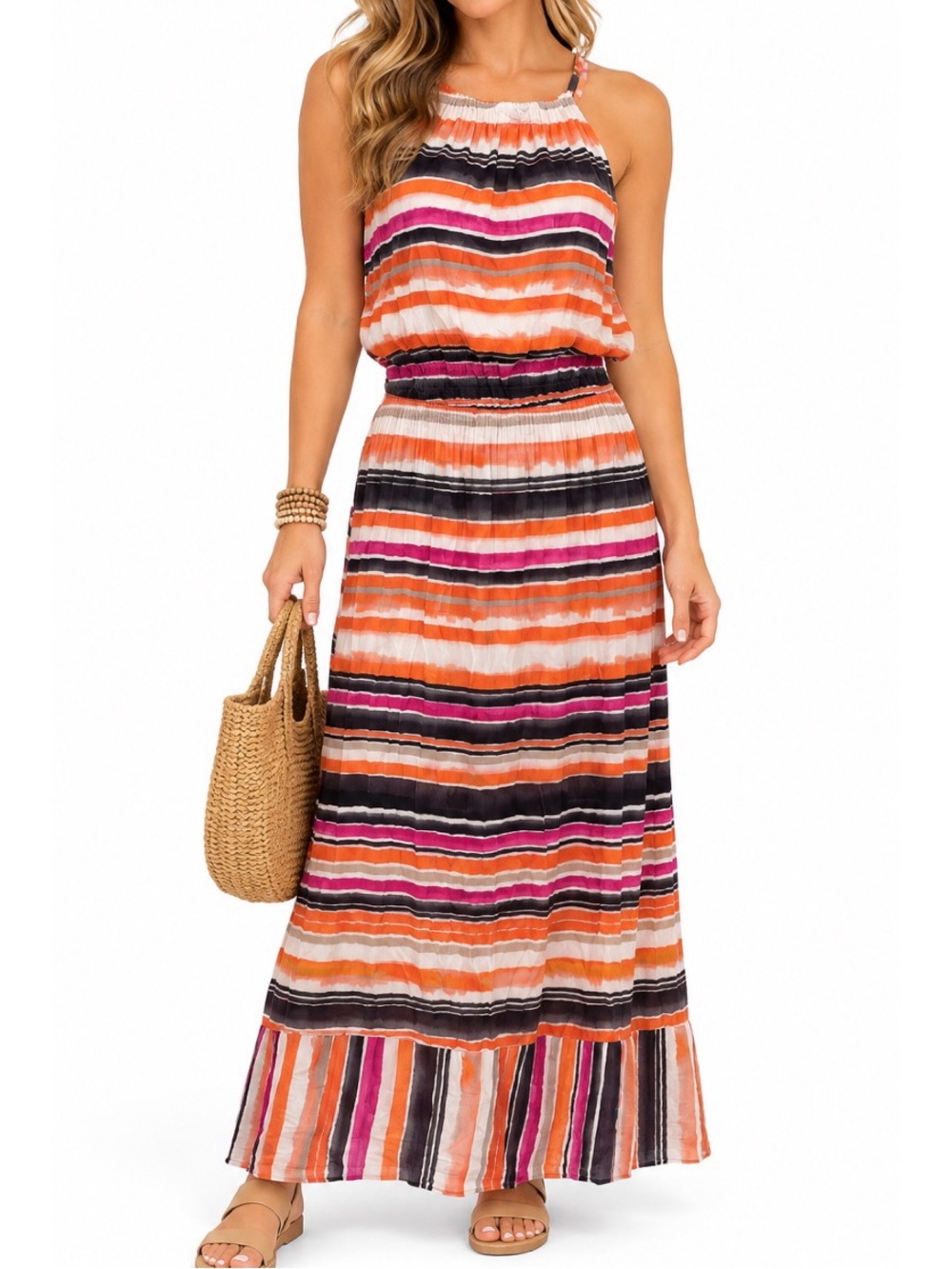 Apt. 9 Multicolor Striped Maxi Dress- Medium